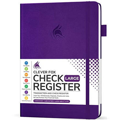 Clever Fox Check Register Book, Checkbook Ledger, 7x10 Purple - color: Purple, size: Smaller than A4 (7" x 10")