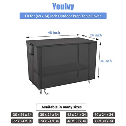 Outdoor Prep Table Cover for Metal BBQ Cart Table, 48x24x35 Inch - size: 48" x 24" x 35"