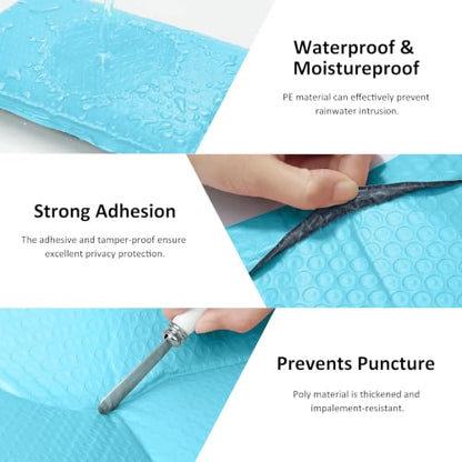 Famagic Blue Bubble Mailers 4x8 for Shipping & Cards, 50pc, Usable 4x7 - color: Light Blue, size: 4x8 50pcs