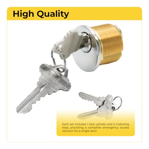 2 Pack | Brass Mortise Cylinder Lock 1 Inch Keyway Keyed Alike | Storefront Door Replacement - Adams Rite Kawneer Vistawall - size: 2 Pack