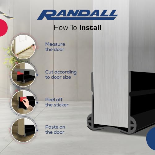 Flexible Adhesive PVC Door Bottom – 36” Long | Fits Standard 1 3/4” Doors | Black Self Stick Under Door Draft Stopper | Weather Stripping Seal for Noise, Dust, Air & Bug Protection - size: 36" Black