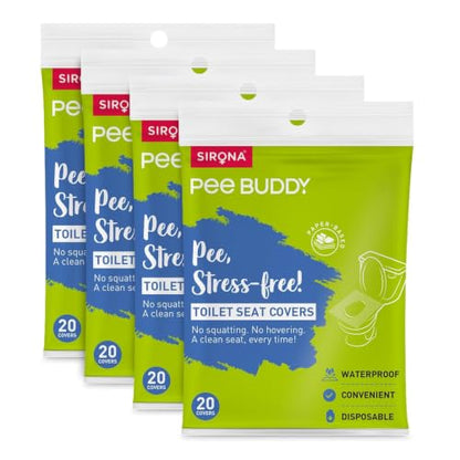 PeeBuddy Disposable Paper Toilet Seat Covers (Pack Of 80) | No Direct Contact with Unhygienic Seats| Easy To Dispose| Nature Friendly| Must Have For Women - size: 80 Seat Covers