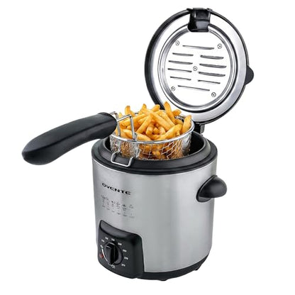 OVENTE Electric Deep Fryer, 0.9L Capacity, 840W, Silver FDM1091BR - color: FDM1091BR - Silver