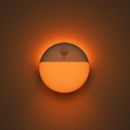 YUNLEX Small Motion Sensor Amber Night Light Battery Operated, Toilet Light - color: Amber