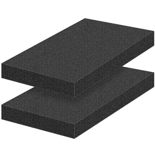 2 PCS Polyurethane Foam Sheets 16" L x 12" W x 2" T Packing Foam Inserts Cuttable Craft Foams Cushion Foams High Density Foam Pads for Case, Tool Box, Game Box, Camera, Jewelry, DIY Craft, Black - size: 16in X 12in X 2in