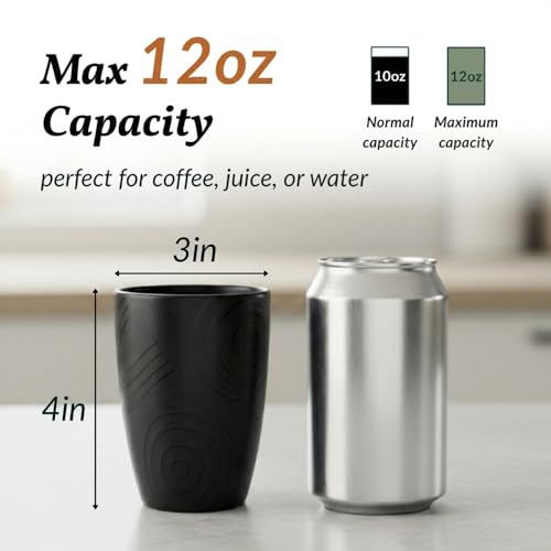 Homienly Wheat Straw Drinkware 12oz Unbreakable Drinking Glasses 6-Piece Stackable Kithen Cups Dishwasher and Microwave Safe Cups for Everyday Family Meals, Entertaining-Black - color: Black, size: 12 Ounces