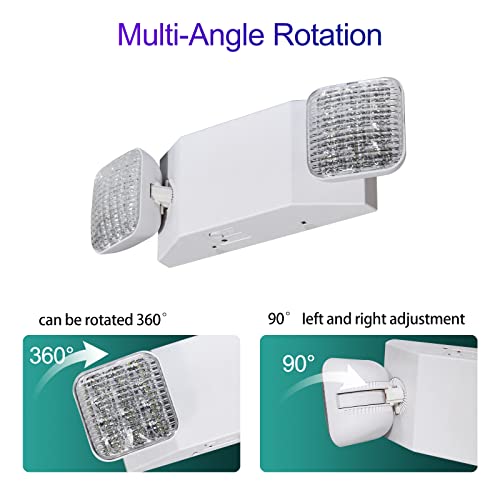 GZRUIYANG Emergency Lights with Battery Backup, LED Commercial Emergency Lighting Fixtures Two Head Adjustable, UL 924 Certified, Hardwired Emergency Exit Light for Business - 1 Pack(White) - color: White, size: 1 Pack
