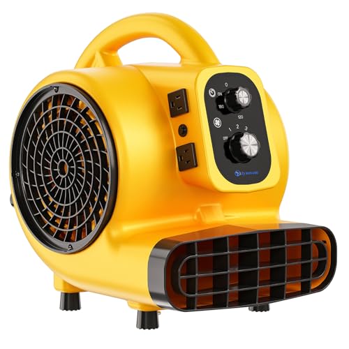 Air Mover 1/4 HP 1000 CFM Air Blower Fan, Carpet Dryer Fan, Floor Dryer - color: Yellow