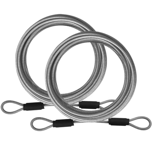 1/8" Stainless Steel Security Cable Luggage Lock, Double Loop, 2Pack - color: Black, size: 6ft (2Pack)