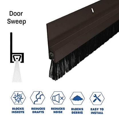 Dark Bronze/Aluminum Door Bottom Sweep with 5/8'' Nylon brush (72918DB), SMS #6 x 1/2'' supplied, (5/16'' W x 1'' H x 72'' L) - color: Dark Bronze, size: 72 in.