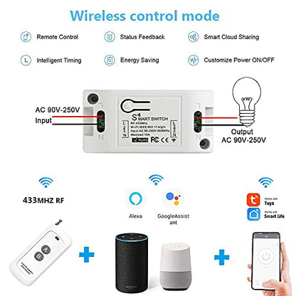 WiFi Smart Switch - Tuya Smart Home Automation Timer Switch, Compatible with 433Mhz Remote