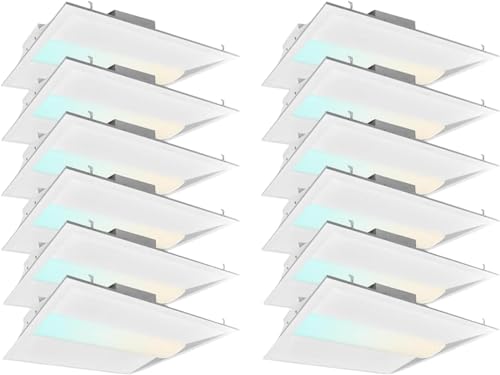 2X2 FT Center LED Troffer Panel Light, 20/30/40W, 3 Color Options 3000K | 4000K | 5000K, Dimmable Drop Ceiling Lights, 2500/3750/5000 Lumens, Damp Rated, 120-277V, Premium (12 Pack) - size: 2X2 Troffer - 12 Pack