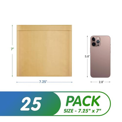 Kraft Bubble Mailers 7.25 x 7 Inch Natural Brown, Padded Envelopes Self Seal, Pack of 25, Bubble Lined Kraft Paper Mailing Envelopes for Shipping - color: Brown, size: 7.25" x 7" / 25 Pack