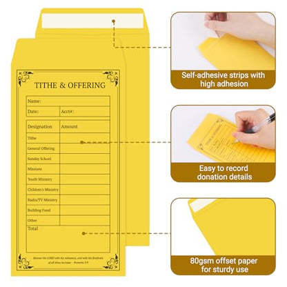 zmybcpack 500 pcs Kraft Tithe and Offering Envelopes for Church, 6.5"x3.5"