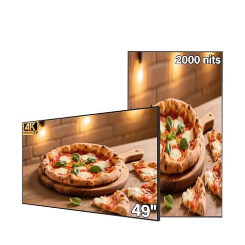 49inch 4K Slim Fit Frameless Digital Kiosk, 2000nits High Brightness Wall Mount Digital Signage, LCD Monitor Advertising Screen, CMS/U-Disk Plug&Play, 7/24 Timer Switch, HDMI/USB/WiFi/Android System - size: 49"+2000nits