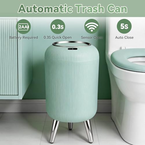 Procade Blue Bathroom Trash Can with Lid,Small Automatic Touchless Trashcan - color: Blue