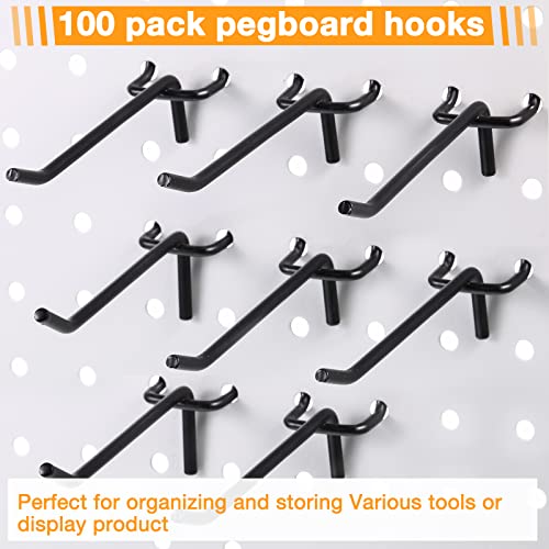 Shimeyao 100 Pcs Peg Board Hooks Stainless Steel Pegs,4 Inch,Black - color: Black, size: 4 Inch