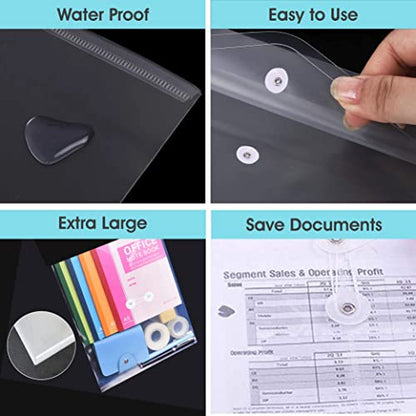 1InTheOffice Poly Envelopes Button & String Closure, Expanding Wallet, Letter Size, Clear, 10/Pack - size: One Size