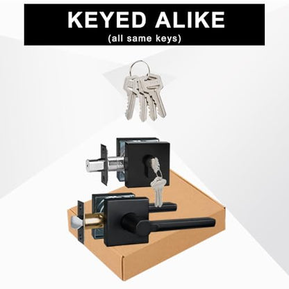 1 Set Front Exterior Door Lock Set with Passage Lever, Keyed Alike - size: 1 Pack, style: Deadbolt+Passage Lever