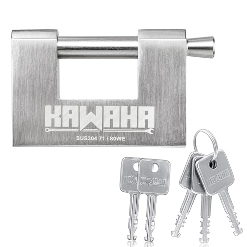 71/80KD-5SK Stainless Steel D-Shaped Heavy Duty Padlock with Key for Garage Door, Containers, Shed and Warehouse (3-1/8 inch, Keyed Different - 5 Stainless Steel Keys) - color: Keyed Different - 5 Keys, size: 3-1/8 Inch