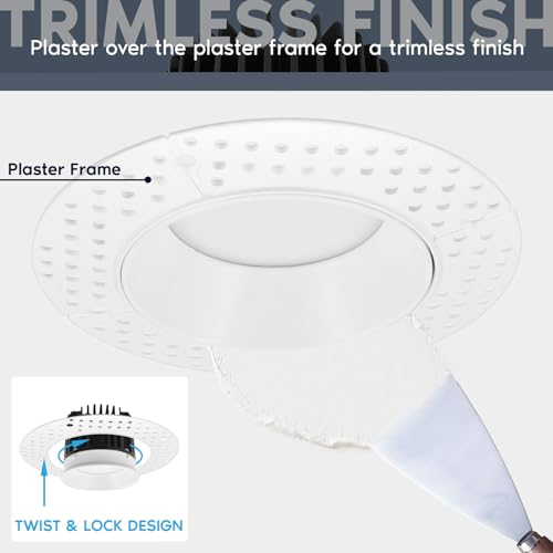 LUXRITE 3 Inch Trimless LED Recessed Light with Junction Box (6 Pack)