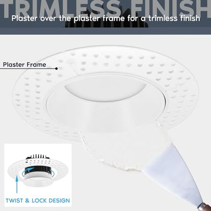 LUXRITE 3 Inch Trimless LED Recessed Light with Junction Box (6 Pack)