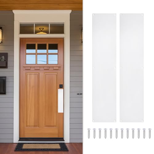 2 Pcs Push Door Plate - 3.3 x 15 Inches Door Push Plate (White) - color: White