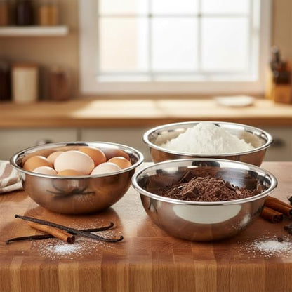 4 Packs Stainless Steel Mixing Bowls for Prep, 9.6" x 3.5"