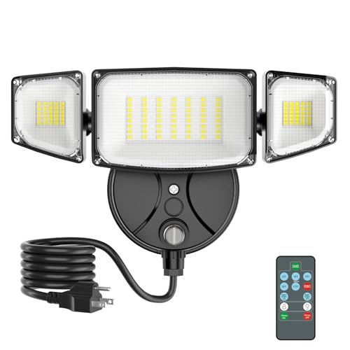 iMaihom Dusk to Dawn Outdoor Lighting, Plug in Flood Light, Remote, Black - color: Black