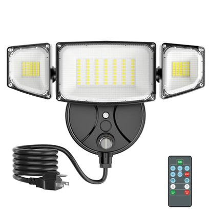 iMaihom Dusk to Dawn Outdoor Lighting, Plug in Flood Light, Remote, Black - color: Black