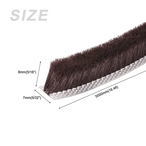 METALLIXITY Adhesive Brush Seal Weather Stripping (5/16"x9/32"x16.4ft), Door Brush Strip - for Sliding Sash Door Window Wardrobe Seal, Brown - color: Brown, size: 5/16"x9/32"x16.4ft