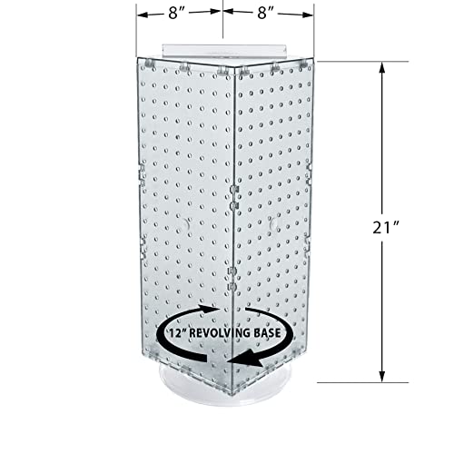 Azar Displays 703385-CLR Four-Sided Revolving 8”W X 20”H Pegboard Counter Display, Clear - color: Clear, style: Pegboard Only