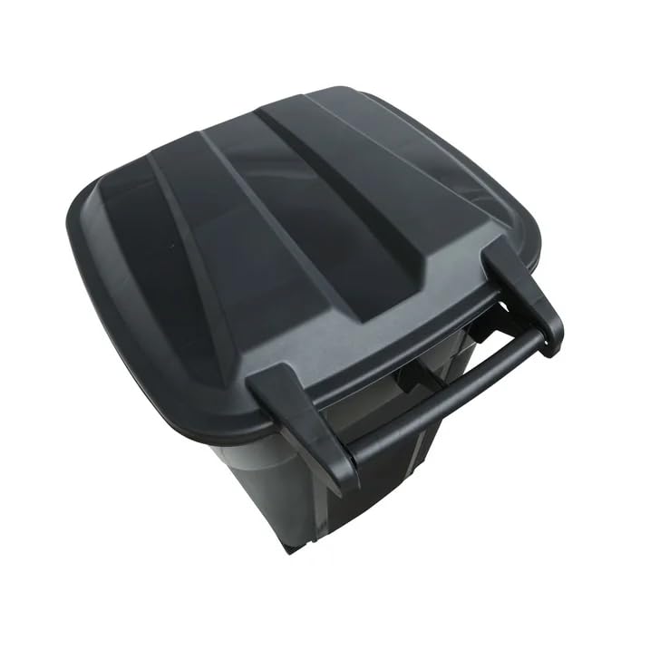 32 Gallon Wheeled Plastic Garbage Can, Black