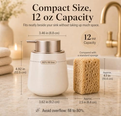 BosilunLife Ceramic Soap Dispenser - Dish Soap Dispenser for Bathroom 12Oz - color: Apricot
