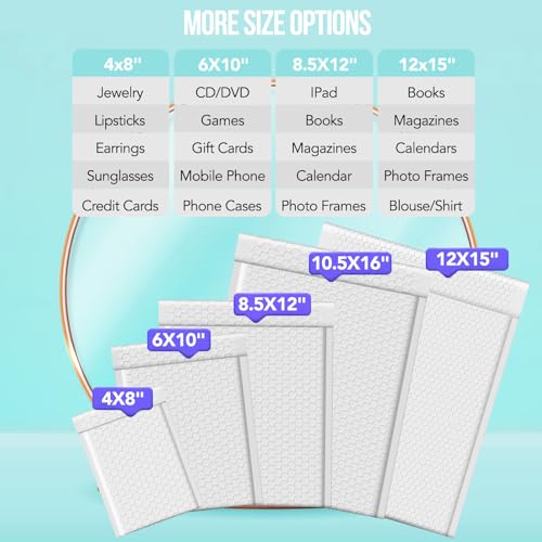 Fuxury Bubble Mailers 12x15" White Padded Envelopes 40 Pack Self-Seal - color: White, size: 12x15" 40PC