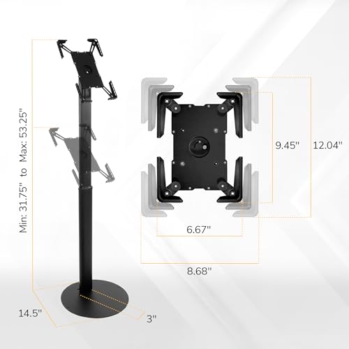 Mount-It! Anti-Theft Universal Tablet Floor Kiosk, Height Adjustable, Black - color: Black