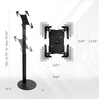 Mount-It! Anti-Theft Universal Tablet Floor Kiosk, Height Adjustable, Black - color: Black