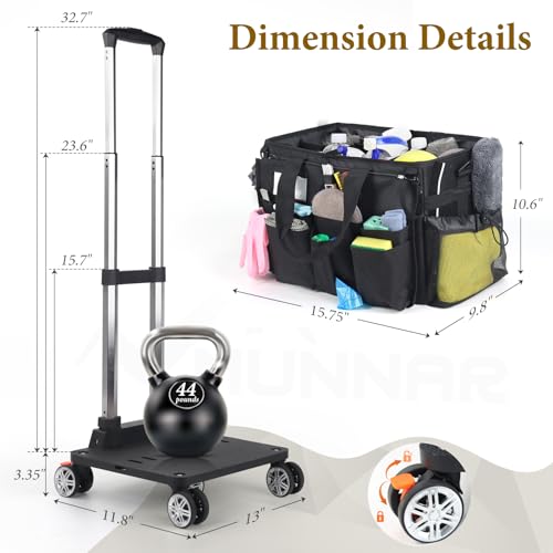 Rolling Cleaning Caddy Bag with Detachable Trolley, Multi-Functional Portable Cleaning Cart Supplies Organizer for Housekeeping and Domestic Cleaning, Cleaning Caddy with Wheels, Black - color: Black