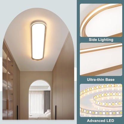 ADISUN Modern LED Ceiling Light Dimmable Linear Ceiling Light 39.4in Semi Flush Mount Long Lights with Remote Control and Side Lighting for Living Room Kitchen Dining Room, 2 Pack, Gold(65W) - color: Gold-2Pack, size: 39 Inch