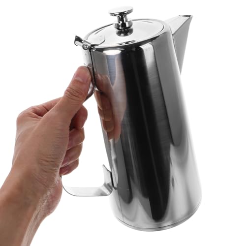 VOSAREA Stainless Steel Water Pitcher with Lid 2L Large Capacity Milk Frothing Jug with Handle for Hot Cold Water Iced Tea Metal Carafe Serving in Home Restaurant Office