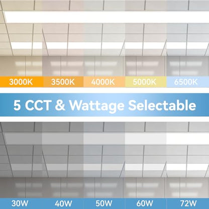 4 Pack 2x4 LED Flat Panel Light, Drop Ceiling, 5CCT 30-72W, 0-10V - size: 2x4