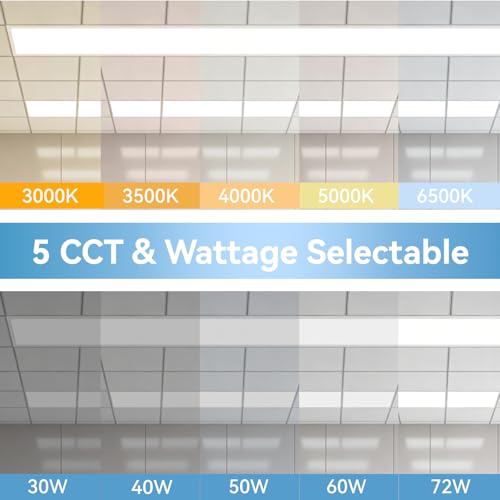4 Pack 2x4 LED Flat Panel Light, Drop Ceiling, 5CCT 30-72W, 0-10V - size: 2x4
