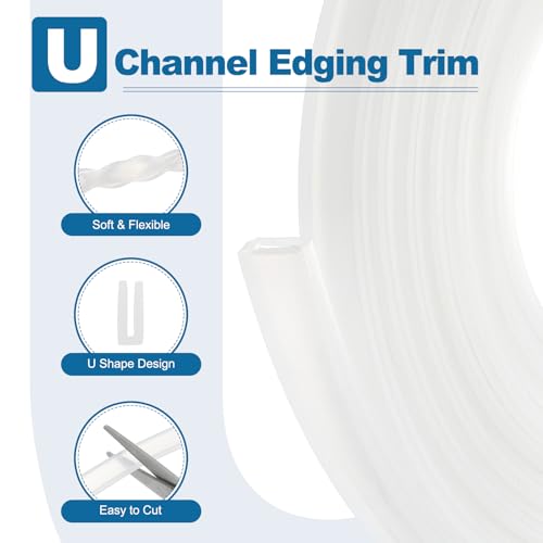 PATIKIL 13Ft U Channel Edging Trim 1/8" Slot Fits 3/32"-1/8" Edge - size: 13Ft Long,1/8" Slot,5/8"Wx1/8"Tx9/25"H