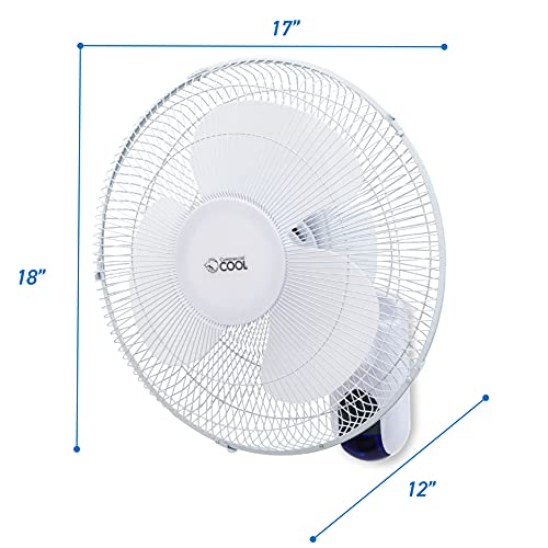 Commercial Cool 16 inch Wall Fan with Remote, White (CCFWR16W) - size: 16 Inch White Wall Fan
