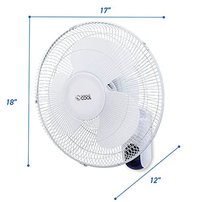 Commercial Cool 16 inch Wall Fan with Remote, White (CCFWR16W) - size: 16 Inch White Wall Fan