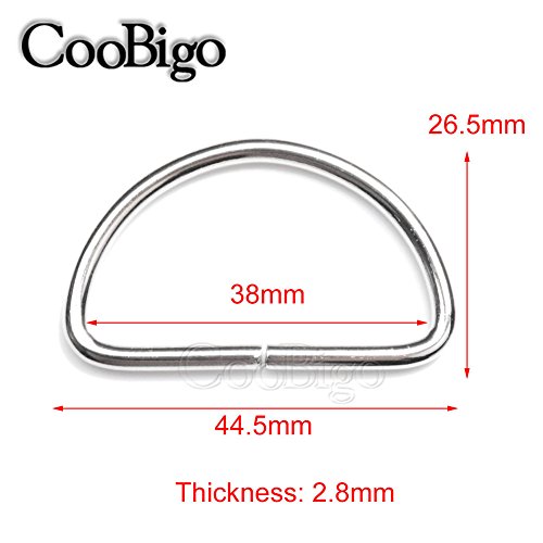 CooBigo 50 Pack 1-1/2" Dee Rings D-Ring Metal Buckle Strap Sewing Accessories FLQ015 - color: Silver, size: 1-1/2 Inch