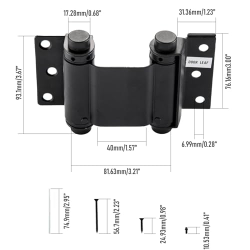 3" Double Action Spring Hinges, Self Closing Saloon Hinges, Black, 2 Pack - color: Matte Black
