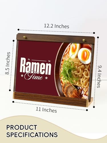 Acrylic Sign Holder 8.5 x 11, Tabletop Horizontal with Wood-Color Base - size: 11X8.5 Inch