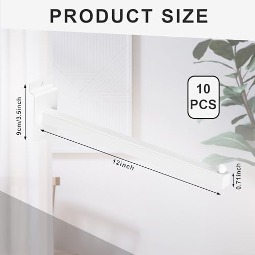Hicarer 10 Pcs Slatwall Faceout, 12 Inch Metal Square Arm Hooks, White - color: White