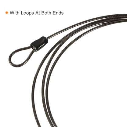 PATIKIL Security Steel Cable 2.5mm x 0.5m/1.64ft Black 2pcs - color: Black, size: 2.5mmx0.5m